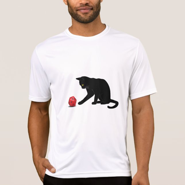 Camiseta Cat Rolling Dice RPG RPG Jogos Jogando Lov (Frente)