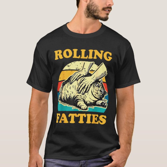 Camiseta Cat Rolling Fatties Funny For Men Women  (Frente)