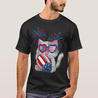 Camiseta Cat Rugby American Usa Flag Cat 4 De Julho
