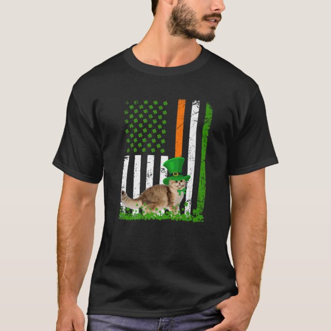 Camiseta Cat Saint Patrick's Day Engraçado Aproxima a Améri (Frente)