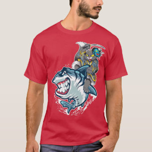 Camiseta Cat Samurai Andando Na Operação De Tubarão Japonês