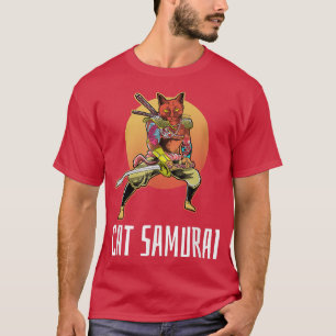 Camiseta Cat Samurai Japonês Triste Edgy Streetwea