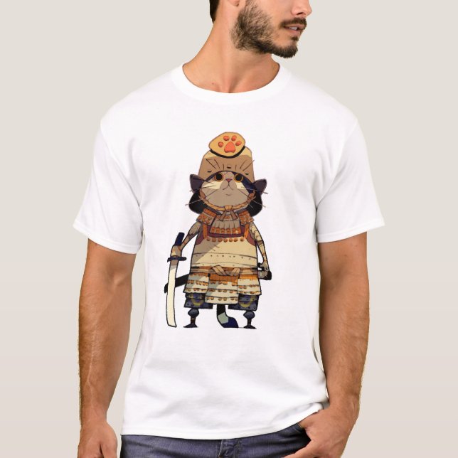 Camiseta Cat Samurai Tシャツ (Frente)
