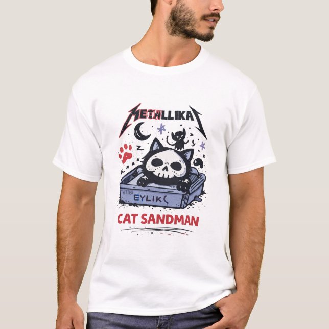 Camiseta Cat Sandman – Sleepy Metal Cat Parody (Frente)