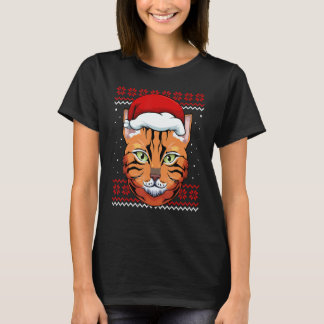 Camiseta Cat Santa Hat Ugly Christmas Pajama Cute Kitten Ki