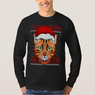 Camiseta Cat Santa Hat Ugly Christmas Pajama Cute Kitten Ki
