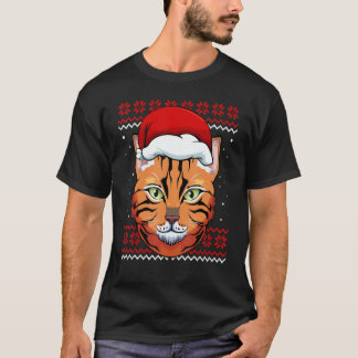 Camiseta Cat Santa Hat Ugly Christmas Pajama Cute Kitten Ki