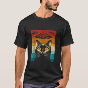 Camiseta Cat Selfie Com Alienígena UFO Engraçado Presentes