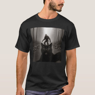 Camiseta Cat Selfie Com Homens Engraçados Sasquatsch Bigfoo