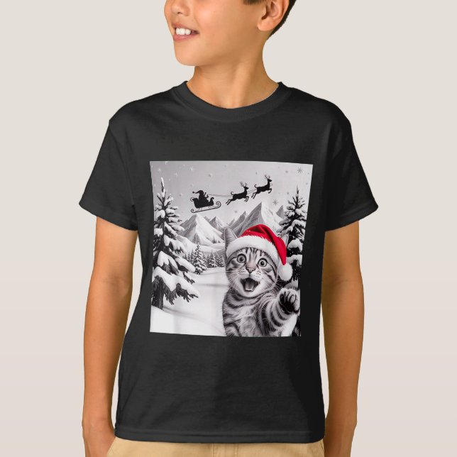Camiseta Cat Selfie With Santa  (Frente)