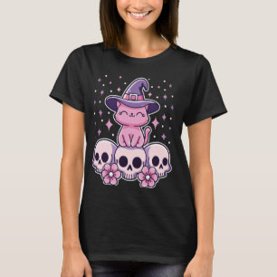 Camiseta Cat Sentado em Skulls Testemunha de Gótico de Past