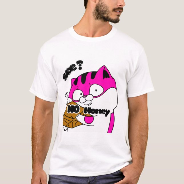 Camiseta Cat Showing Purse Saying “See No Money” Funny Cute (Frente)