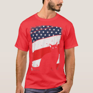 Camiseta Cat Silhouette 4 De Julho Bandeira Americana Patri