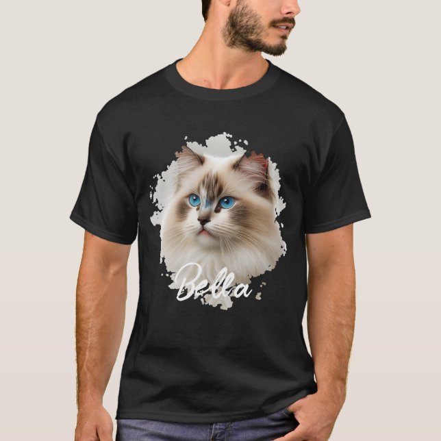 Camiseta Cat Simple Modern Legal Typografia Name and Photo (Frente)