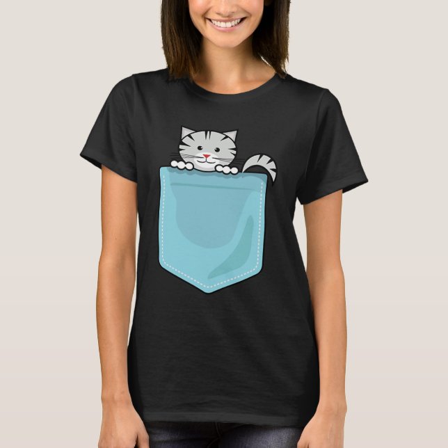 Camiseta cat sitting inside a pocket  Tabbies Stripes Patte (Frente)