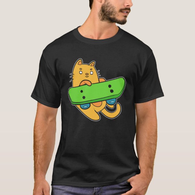 Camiseta Cat Skateboarder Hobbyist (Frente)
