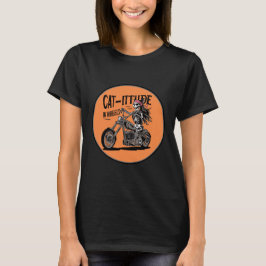 Camiseta Cat Skeleton Andando A Moto Cat-itude em onde