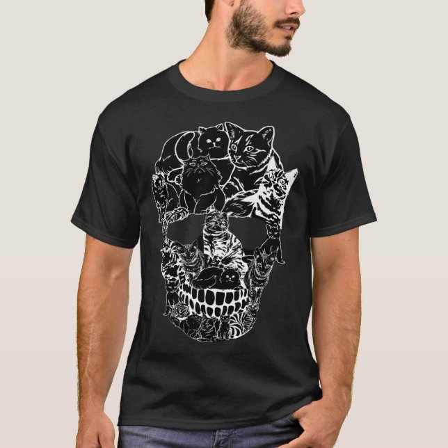 Camiseta Cat Skull   Kitty Skeleton Halloween Costume Skull (Frente)