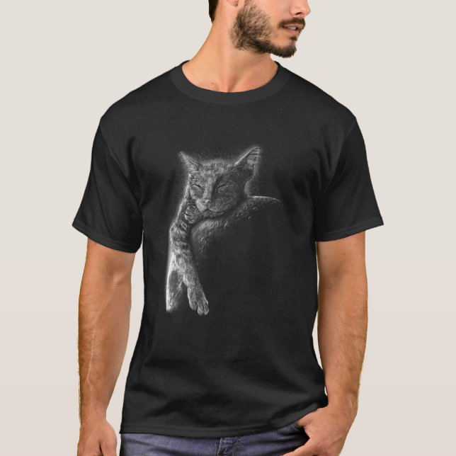 Camiseta Cat Sleeping on the Moon Sleeping Moon Cat Sleepin (Frente)