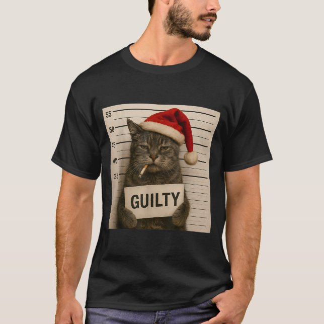Camiseta Cat Smoking Cigarette Christmas Funny Meme Cat  (Frente)