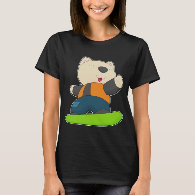 Camiseta Cat Snowboard Esportes de inverno (Frente)