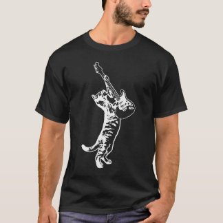 Camiseta Cat soloing guitar - white