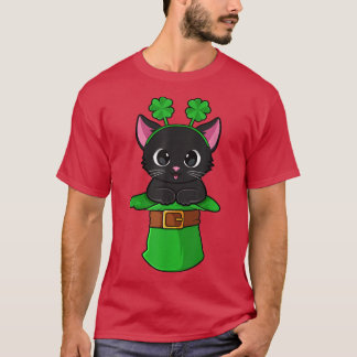 Camiseta Cat St Patricks Day Leprechaun Shamrock Kitten Gir