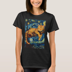 Camiseta Cat Starry Night Van Gogh Cat Para Cat Lover Cat M