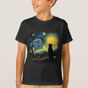 Camiseta Cat Starry Night Van Gogh Cat Para Cat Lover Cat M