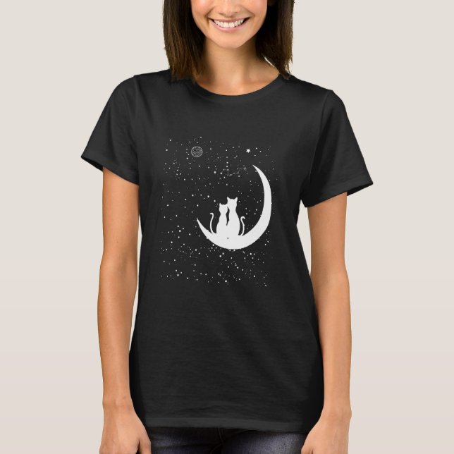 Camiseta Cat Stars Moon - Kitten Romântico (Frente)