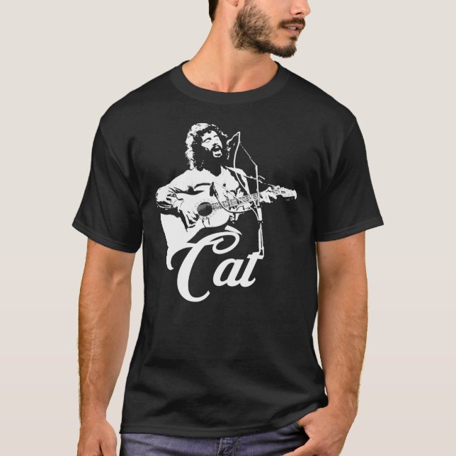 Camiseta Cat Stevens - Estêncil Branco Essencial T-Shirt (Frente)