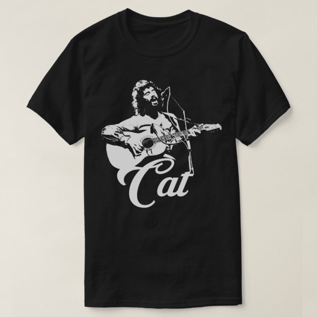 Camiseta Cat Stevens - Pochoir blanc T-shirt essentiel.png (Frente do Design)