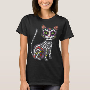 Camiseta Cat Sugar Skull Calavera Calavera Dia De Muertos H