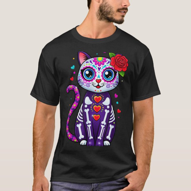 Camiseta Cat Sugar Skull Cute Cat For Cat Lover Cat-m  (Frente)