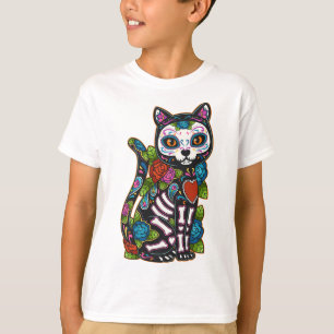 Camiseta Cat Sugar Skull México Calavera Dia De Los Muertos