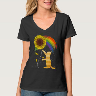 Camiseta Cat Sunflower Rainbow For Cat Cat Mom Women