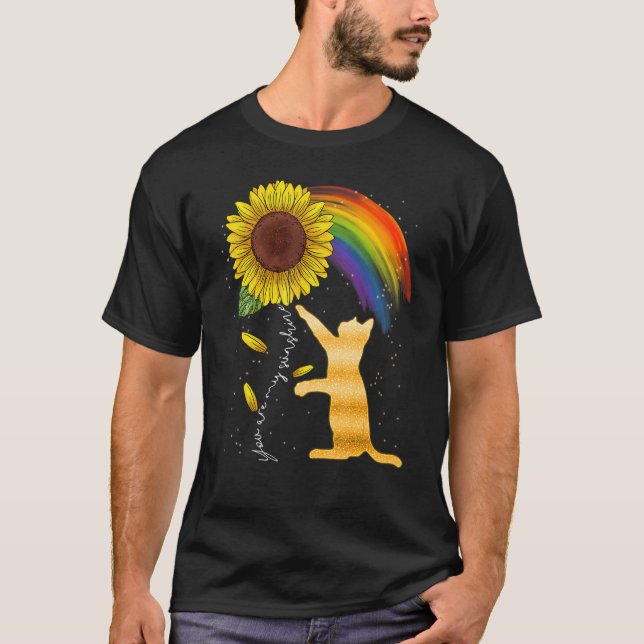 Camiseta Cat Sunflower Rainbow For Cat  Cat Mom Women (Frente)