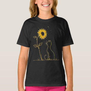 Camiseta Cat Sunflower Vibes Sunshine E Purrs