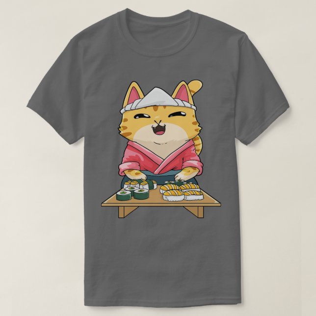 Camiseta Cat Sushi Japonês Anime (Frente do Design)