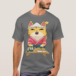 Camiseta Cat Sushi Japonês Anime