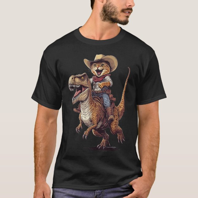 Camiseta Cat T Rex Cowboy (Frente)