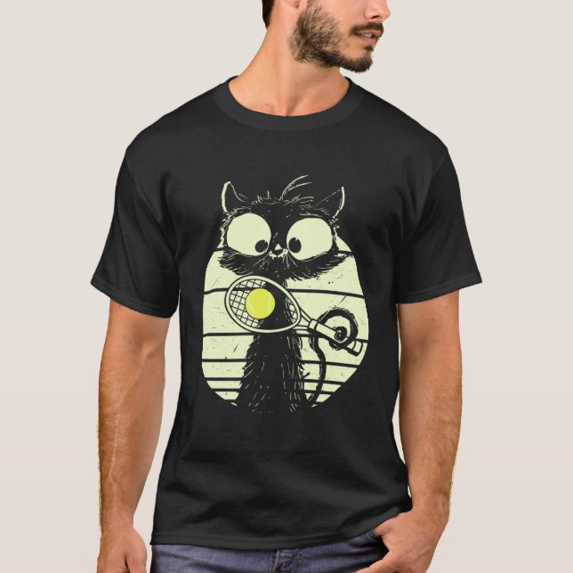 Camiseta Cat Tennis Tennis Player Cat Cute Funny Cat (Frente)