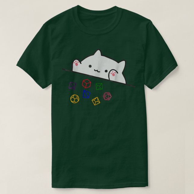 Camiseta Cat Throwing Dice Tabletop Games Cute Kawaii Anima (Frente do Design)