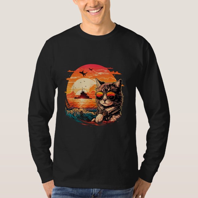 Camiseta Cat-titude in Paradise Funny Cat on the Beach (Frente)