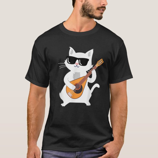 Camiseta Cat tocando Mandolin (Frente)