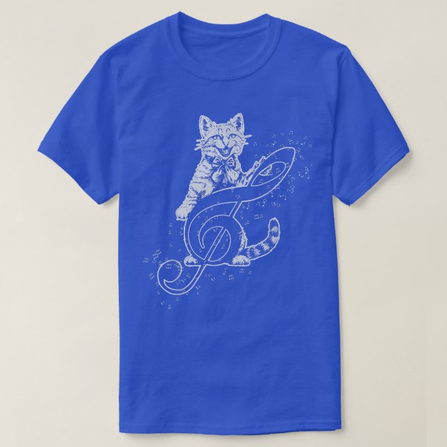 Camiseta Cat Tocando Notas Musicais Sobre Música Músicas Mú (Frente do Design)
