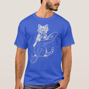 Camiseta Cat Tocando Notas Musicais Sobre Música Músicas Mú