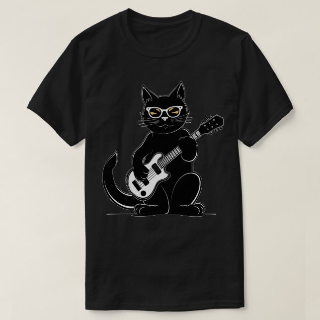 Camiseta Cat tocando violão 1 (Frente do Design)
