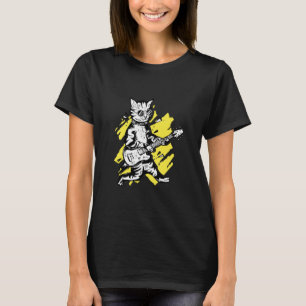 Camiseta Cat tocando violão elétrico