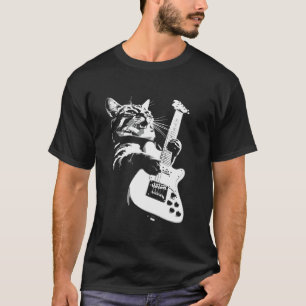 Camiseta Cat Tocando Violão Rock Star Rock and Roll design